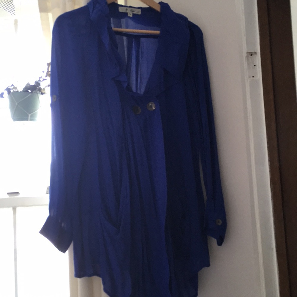 Blue flowy tunic top from Modcloth.com